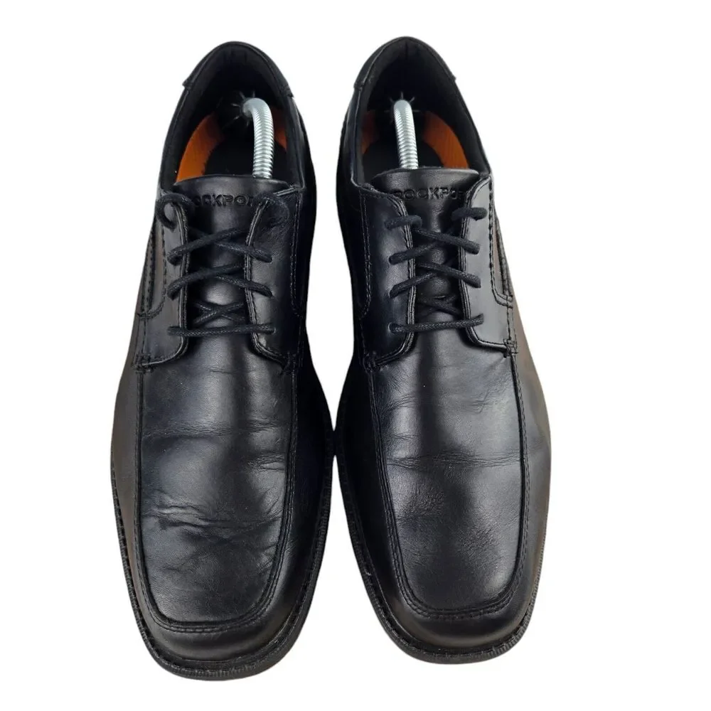 Rockport Leader 2 A13013 Mens 11.5 Black Letaher lace Up Square Apron Toe Oxford